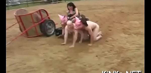  Playgirl chokes and kicks slave